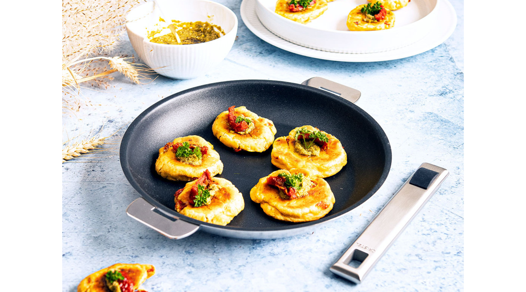 Tuna Tomato Pesto savory cookies using CRISTEL pan
