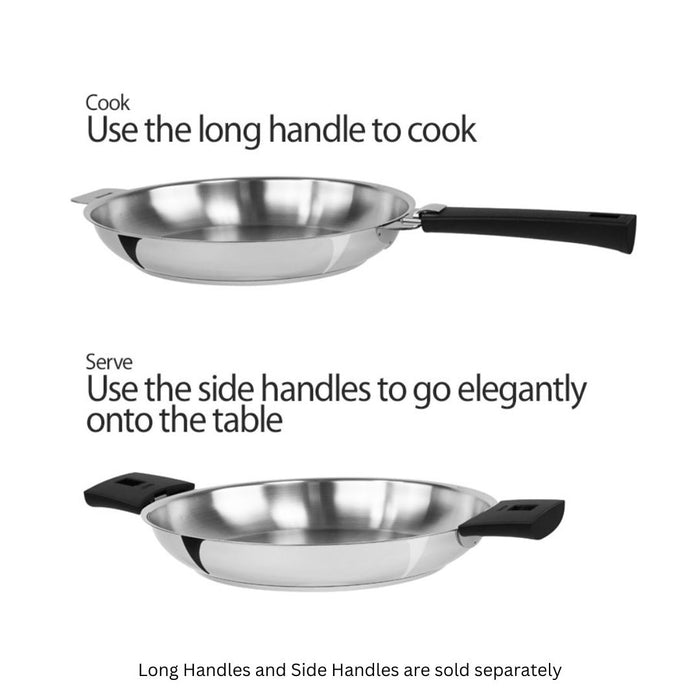 CRISTEL 3-Ply 24cm Stainless Steel Frying Pan with Detachable Long Handle